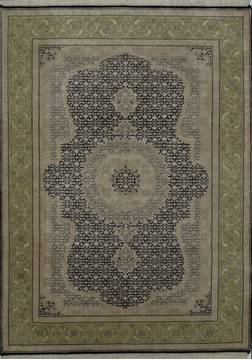 Indian Mahi Black Rectangle 5x7 ft Wool and Silk Carpet 112038