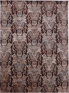 Indian Modern Brown Rectangle 9x12 ft Wool and Raised Silk Carpet 112409