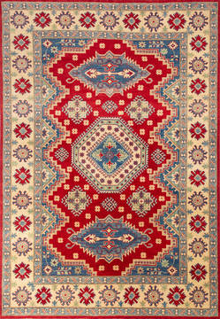 Afghan Kazak Red Rectangle 7x10 ft Wool Carpet 112474