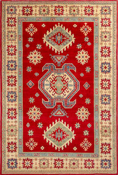 Afghan Kazak Red Rectangle 7x10 ft Wool Carpet 112481