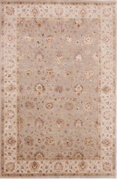 Indian Jaipur Grey Rectangle 6x9 ft Wool and Raised Silk Carpet 112489