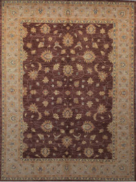 Afghan Chobi Brown Rectangle 9x12 ft Wool Carpet 112531