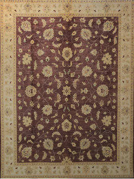Afghan Chobi Brown Rectangle 9x12 ft Wool Carpet 112532