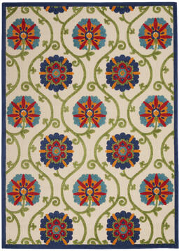 Nourison Aloha Blue Rectangle 4x6 ft Polypropylene Carpet 112666
