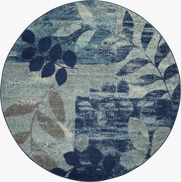 Nourison Tranquil Blue Round 5 to 6 ft Polypropylene Carpet 114994