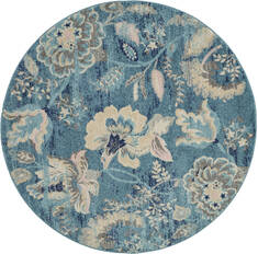 Nourison Tranquil Blue Round 5 to 6 ft Polypropylene Carpet 115010