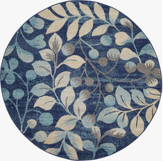 Nourison Tranquil Blue Round 5 to 6 ft Polypropylene Carpet 115026