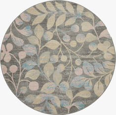Nourison Tranquil Grey Round 5 to 6 ft Polypropylene Carpet 115030