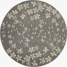 Nourison Tranquil Grey Round 5 to 6 ft Polypropylene Carpet 115070
