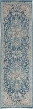 Nourison Tranquil Blue Runner 6 to 9 ft Polypropylene Carpet 115107