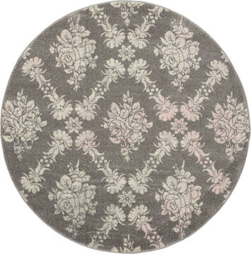 Nourison Tranquil Grey Round 5 to 6 ft Polypropylene Carpet 115163