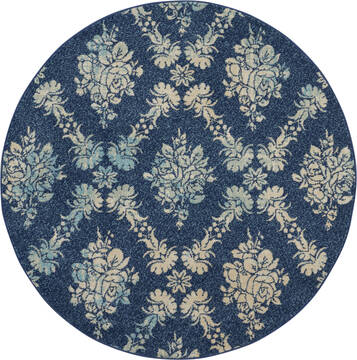 Nourison Tranquil Blue Round 5 to 6 ft Polypropylene Carpet 115169