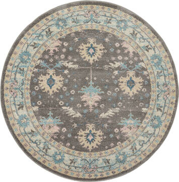 Nourison Tranquil Grey Round 5 to 6 ft Polypropylene Carpet 115182
