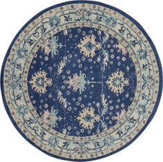 Nourison Tranquil Blue Round 5 to 6 ft Polypropylene Carpet 115185
