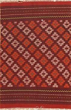 Kilim Red Hand Knotted 2'2" X 3'4"  Area Rug 100-12003