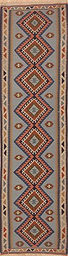 Kilim Blue Runner Hand Knotted 2'8" X 10'3"  Area Rug 100-12023