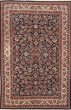 Persian Mashad Blue Rectangle 7x10 ft Wool Carpet 12121