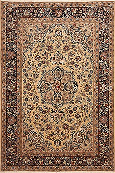 Persian Yazd Beige Rectangle 7x10 ft Wool Carpet 12128