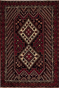 Shahre Babak Red Hand Knotted 4'4" X 6'9"  Area Rug 251-12393