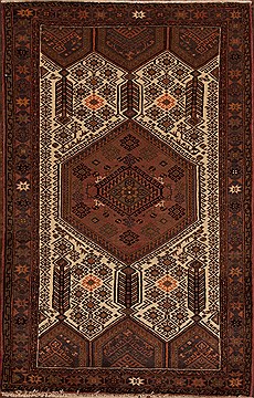 Persian Hamedan White Rectangle 5x7 ft Wool Carpet 12400