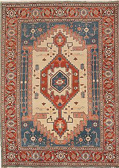 Persian Heriz Beige Rectangle 6x9 ft Wool Carpet 12466