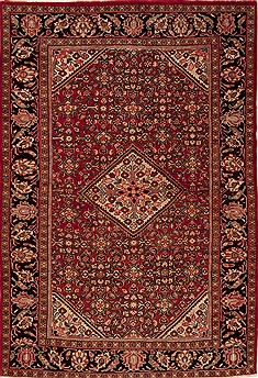Persian Hossein Abad Red Rectangle 7x10 ft Wool Carpet 12470