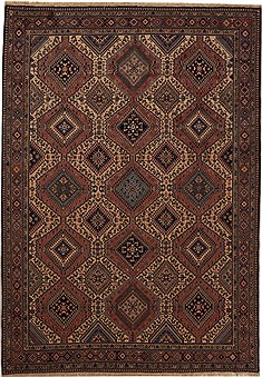 Persian Yalameh Red Rectangle 7x10 ft Wool Carpet 12503