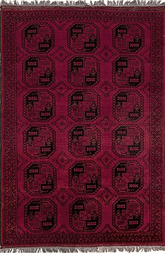 Afghan Turkman Red Rectangle 7x10 ft Wool Carpet 12523