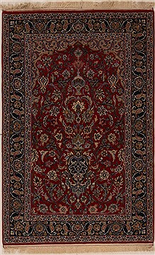 Persian Isfahan Red Rectangle 4x6 ft Wool Carpet 12536