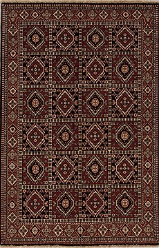 Persian Yalameh Red Rectangle 5x8 ft Wool Carpet 12552
