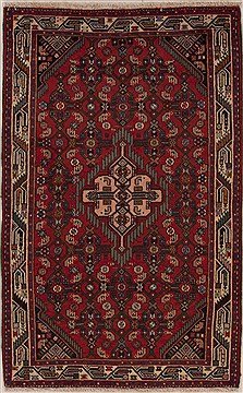 Persian Hamedan Red Rectangle 3x5 ft Wool Carpet 12571