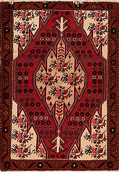 Hossein Abad Red Hand Knotted 3'6" X 4'10"  Area Rug 251-12573