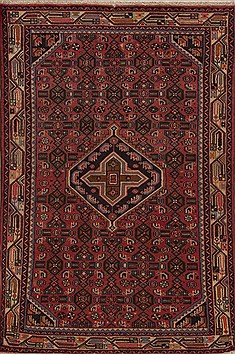 Persian Hamedan Red Rectangle 3x5 ft Wool Carpet 12589