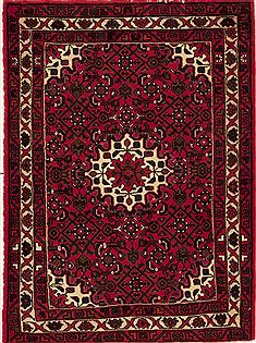 Persian Hossein Abad Red Rectangle 3x4 ft Wool Carpet 12608
