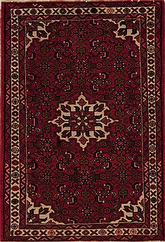 Persian Hossein Abad Red Rectangle 3x5 ft Wool Carpet 12609