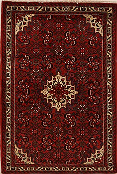 Persian Hossein Abad Red Rectangle 3x5 ft Wool Carpet 12619