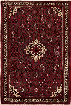 Hossein Abad Red Hand Knotted 3'7" X 5'4"  Area Rug 251-12620