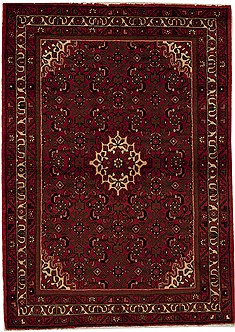 Hossein Abad Red Hand Knotted 3'6" X 4'11"  Area Rug 251-12623