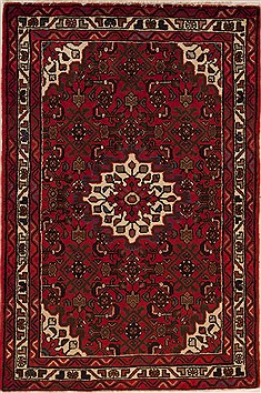 Persian Hossein Abad Red Rectangle 3x5 ft Wool Carpet 12627