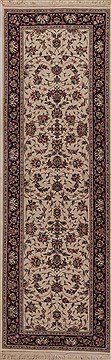 Chinese Tabriz White Runner 6 to 9 ft Wool Carpet 12745