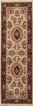 Chinese Tabriz Beige Runner 6 to 9 ft Wool Carpet 12747