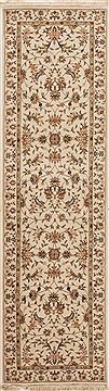 Chinese Tabriz White Runner 6 to 9 ft Wool Carpet 12756