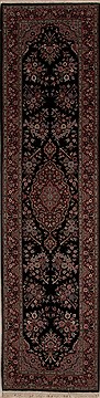 Chinese Tabriz Black Runner 10 to 12 ft Wool Carpet 12757