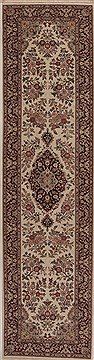 Chinese Tabriz White Runner 10 to 12 ft Wool Carpet 12763