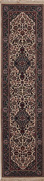 Chinese Tabriz White Runner 10 to 12 ft Wool Carpet 12768