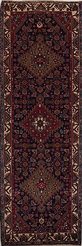 Hossein Abad Blue Runner Hand Knotted 3'4" X 10'3"  Area Rug 251-12784
