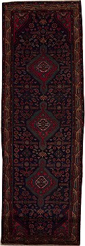 Hossein Abad Blue Runner Hand Knotted 3'9" X 10'11"  Area Rug 251-12789