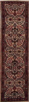 Persian Hamedan Beige Runner 6 to 9 ft Wool Carpet 12835