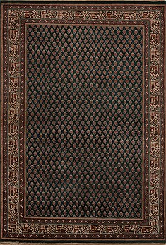 Indian Hamedan Green Rectangle 4x6 ft Wool Carpet 12909