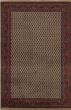 Indian Hamedan Beige Rectangle 4x6 ft Wool Carpet 12915
